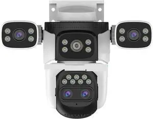 Gadpiparty 20MP 10X Zoom Four Screens WiFi IP Camera Outdoor 10K Four Lens PTZ Human Auto Tracking Surveillance Cameras(A/U,10K 10xZoom Add 256G)