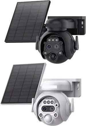 Gadpiparty 6MP 12X Solar Camera Outdoor Security Camera 7800mAh Rechargeable Battery 5W Solar Panel PIR Human Detection PTZ Camera(White 4G 32GB)