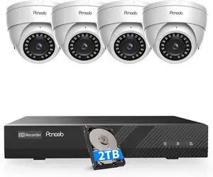 Gadpiparty 4K PoE Security Camera System, 4pcs 8MP Wired IP Dome Turret Cameras Outdoor, Human Vehicle Detection for Home 24/7 Recording, Built-in Mic, Remote Access, 4K 8CH NVR 2TB HDD, PD94CA0408-8M