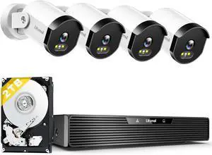Gadpiparty Home Security Camera System, 3K/5MP Wired 4-Cam Kit with AI Human/Vehicle Detection, Color Night Vision, 2-Way Audio, 4K 8CH NVR with 2TB HDD for 24/7 Recording, Remote Access, No Monthly