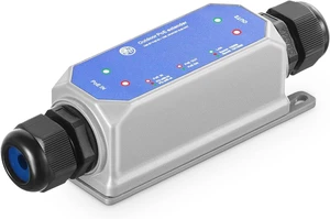 IP67 Outdoor Gigabit PoE Passthrough Switch, 1 in 1 Out Extender, IEEE802.3af/at/bt Powered 90W, 10/100/1000Mbps Ethernet, Metal Wall Mount Waterproof Plug and Play