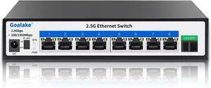 8 Ports Ethernet Switch, 8X 2.5G RJ45 Ports and 1X 10G SFP Ports, 60Gbps Switching Capacity, Ideal for 2.5G NAS, 4K Video, Gaming PC, 2.5G Server, 2.5G WiFi AP,2.5G PCIe Adapter 2.5G Gigabit