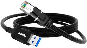 USB to Ethernet Cable 10 FT, USB 3.0 Type A to RJ45 Cable, USB to Network Internet LAN Adapter, Gigabit, Directly Connected, Aluminum, Braided, Compatible with Laptop, PC, Switch and More USB to Ethernet Cable 10 FT, USB 3.0 Type A to RJ45 Cable, USB to Network Internet LAN Adapter, Gigabit, Directly Connected, Aluminum, Braided, Compatible with Laptop, PC, Switch and More