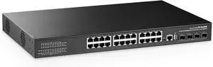 MokerLink 24 Port Gigabit PoE Managed Switch with 4 x 10G SFP+ Uplink, 1 Console Port, 1 USB Port, L3 Smart Managed, Rackmount, DHCP QoS Vlan IGMP and Static Routing MokerLink 24 Port Gigabit PoE Managed Switch with 4 x 10G SFP+ Uplink, 1 Console Port, 1 USB Port, L3 Smart Managed, Rackmount, DHCP QoS Vlan IGMP and Static Routing