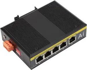 5 Port Industrial Ethernet Switch, DIN Rail Mount POE Switch with 1 Uplink, Wide Operating Temperature 40°C to 80°C, 10/100Mbps Industrial Network Switch for Smart Grid and Harsh E 5 Port Industrial Ethernet Switch, DIN Rail Mount POE Switch with 1 Uplink, Wide Operating Temperature 40°C to 80°C, 10/100Mbps Industrial Network Switch for Smart Grid and Harsh E