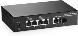 MokerLink 10G Easy Web Managed Switch, 4x2.5G, 1x10G RJ-45 Base-T, 1x10G SFP, Support LACP/VLAN/QOS/IGMP, Metal Web Managed Fanless Network Switch MokerLink 10G Easy Web Managed Switch, 4x2.5G, 1x10G RJ-45 Base-T, 1x10G SFP, Support LACP/VLAN/QOS/IGMP, Metal Web Managed Fanless Network Switch