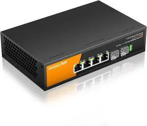 6 Port 2.5G PoE Switch Unmanaged, 4 x 2.5G Base-T PoE Ports @72W, 2 x 10G SFP, IEEE802.3af/at, Metal Housing Fanless Desktop or Wall Mount 6 Port 2.5G PoE Switch Unmanaged, 4 x 2.5G Base-T PoE Ports @72W, 2 x 10G SFP, IEEE802.3af/at, Metal Housing Fanless Desktop or Wall Mount