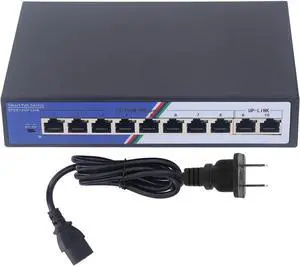 Unmanaged 10 Port PoE Network Switch with 2Gbps Switching Capacity, 8 Port 10 100 Base TX Power Over Ethernet and 2 Port Uplink, 4KV Protection, 100 to 240V US Plug Unmanaged 10 Port PoE Network Switch with 2Gbps Switching Capacity, 8 Port 10 100 Base TX Power Over Ethernet and 2 Port Uplink, 4KV Protection, 100 to 240V US Plug