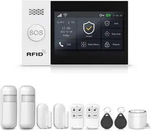 PGST Wireless Alarm System for Home Security,No Monthly Fee,4.3 Inch Touchscreen,Door and Motion Sensors,Compatible with Alexa and Google Home for Apartment,Garage PGST Wireless Alarm System for Home Security,No Monthly Fee,4.3 Inch Touchscreen,Door and Motion Sensors,Compatible with Alexa and Google Home for Apartment,Garage