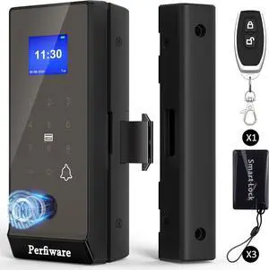 LG2375 Sliding Glass Door Locks,Framed Sliding Door Lock for Glass/Wooden/Swing Door,Biometric Fingerprint/Keypad/Remote/IC Card Smart Door Lock Security,Home,Office,Labs,Store,Business