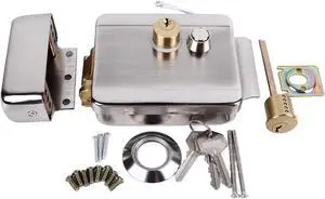 Electric Control Door Lock for Doorbell Intercom System, Dual Head Double Lock, 12V, DIY Installation, Iron Drawn Wire Material, Remote Unlocking, Security