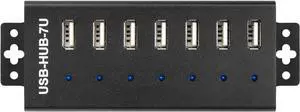 waveshare Industrial Grade USB HUB Extending 7X USB 2.0 Ports Industrial-Grade Materials Stable and Reliable Performance Rugged & Durable with A Variety of Protective Functions Without Power Supply