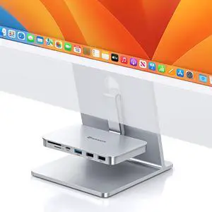 Minisopuru iMac Accessories for i Mac M1/M3/M4, USB C Hub for iMac2021/2023/2024 with USB A/C 10Gbps, SD/TF, iMac Adapter Compatible with iMac24 inch and Studio Display 27 Inches, Silver.