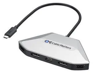 Cable Matters 4K Quad Display USB C MST Adapter, Windows Only, Supports Up to [8K@60Hz / 4X 4K@60Hz Video, 140W Charging], USB C Hub with 2X DisplayPort 2.1 and 2X HDMI 2.1, Thunderbolt 4/5 Compatible
