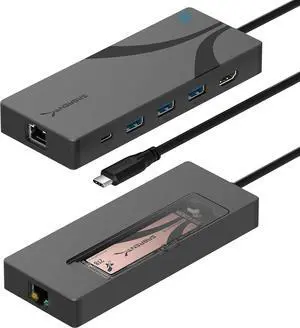 SABRENT USB-C Hub, 6-Port Dock with M.2 SSD Slot, 90W PD3.0, 1 USB 2.0 & 2 USB 3.2 Type-A Ports, HDMI 2.0 4K 60Hz, RJ45 1GbE Port (HB-6PNV) SABRENT USB-C Hub, 6-Port Dock with M.2 SSD Slot, 90W PD3.0, 1 USB 2.0 & 2 USB 3.2 Type-A Ports, HDMI 2.0 4K 60Hz, RJ45 1GbE Port (HB-6PNV)