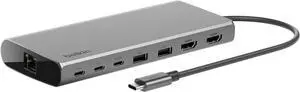 Belkin Connect Universal USB-C 8-in-1 Dual Display Core Hub w/Silicon Motion Technology - Compatible with Mac, Windows, and Chromebook - 100W PD w/ 10Gbps Transfer Speeds & 1GbE Ethernet - Silver