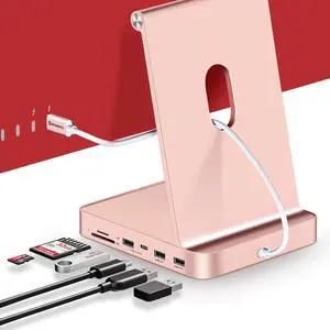 USB C Hub for iMac 24 inch 2021/2023/2024, Minisopuru iMac Hub Support M.2 NVMe SSD, iMac Accessories for iMac M1/M3/M4, iMac Adapter with USB A/C 10Gbps, SD/TF, M.2 SSD (Not Included), Pink.