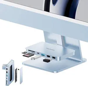 iMac Accessories for iMac24 inch 2021/2023/2024, PULWTOP iMac Hub with M.2 NVMe SSD Enclosure, i-Mac USB C Hub USB A/C 10Gbps, SD/TF, i-Mac USB Adapter for iMac24 M1/M3/M4 or Studio Display 27 inch