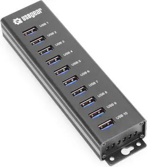 10-Port USB 3.2 Gen 1 Mountable Charging and SuperSpeed Data Hub with 5V/4A Power Adapter and USB Type-A to Type-B Cable Up to 900mA per Port Charging Function Wall and Surface Mounting