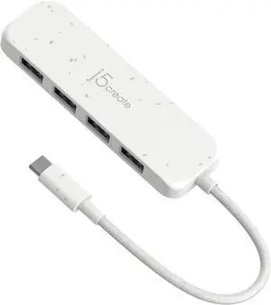 j5create 4-in-1 USB-C to 4-Port Type-A Hub(Eco-Friendly), 4 USB-A with 10Gbps SuperSpeed, USB-C Dongle | Compatible with MacBook Pro, MacBook Air, iPad, Mac mini and More Type C Devices(JCH341EW)