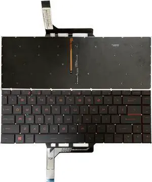 GinTai Laptop US Backlit Keyboard for MSI GS65 Stealth 8SE/Stealth 8SF/Stea LTH 8SG/Stea LTH Thin 8RE/Stea LTH Thin 8RF/for MSI GS65VR MS-16Q2 NSK-FDABN_800 P-180402-2 (Red Backlight)