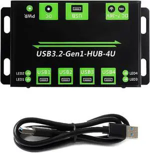 USB 3.2 hub with 4 high-speed expansion ports and on-board power supply for electronic enthusiasts