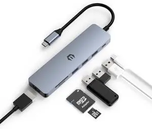 USB Hub, TOTU USB C Hub 7-in-1 Multiport Adapter, with 4K HDMI, 100W PD, 3 USB 3.0, SD/TF Docking Station TOTU multiport Adapter Provides Versatile functionality, for Mac Pro and Other Type C Laptop