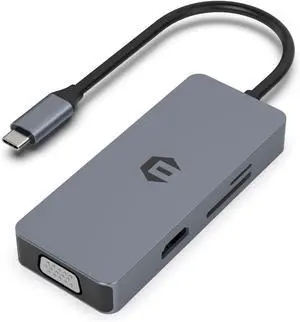 TOTU USB C Hub, 6 in 1 USB C Hub Adapter USB C Hub with 4K HDMI Output, VGA, 2 USB 3.0, SD/TF Card Reader for Type C laptops