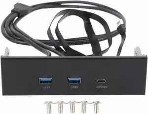 USB Front Panel Hub, GEN2x2 USB A Type C 3 Ports Front Panel USB Hub, 5.25 Inch 19Pin 20Gbps Optical Drive Extension Panel for PC Computer