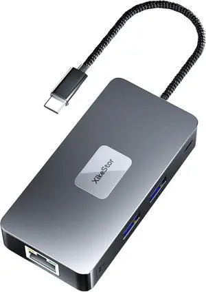 Laptop Docking Station, XikeStor 7-in-1 USB C to HDMI Hub, Multiport Adapter with 2.5G Ethernet, Dual USB3.2 10Gbps,100W PD, 4K HDMI Monitor, SD/TF 3.0 Card Reader for MacOS Windows Linux Android