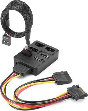 Internal USB Hub 5 Ports with Motherboard Splitter - USB 2.0 to USB 3.2 Gen 1 Header Adapter, 9-Pin to USB-C Front Panel Converter for PC Case Expansion - Plug & Play Internal USB Hub 5 Ports with Motherboard Splitter - USB 2.0 to USB 3.2 Gen 1 Header Adapter, 9-Pin to USB-C Front Panel Converter for PC Case Expansion - Plug & Play