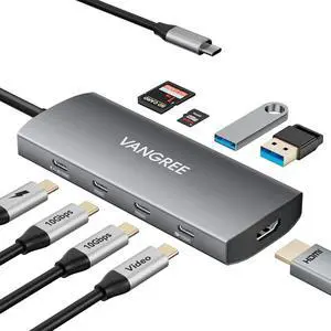 USB C Video Output Hub, 3 USB-C & 2 USB-A 3.2 10Gbps Ports, 4K@60Hz HDMI, 100W PD, SD/TF, USBC Splitter Dual Monitor Adapter for MacBook Pro/Air, iMac, iPad Pro, XPS, Surface, Galaxy S22,Samsung DEX USB C Video Output Hub, 3 USB-C & 2 USB-A 3.2 10Gbps Ports, 4K@60Hz HDMI, 100W PD, SD/TF, USBC Splitter Dual Monitor Adapter for MacBook Pro/Air, iMac, iPad Pro, XPS, Surface, Galaxy S22,Samsung DEX