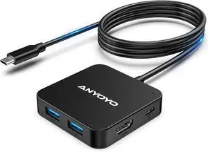 USB C Hub, Extended 4ft 6-in-1 USB C Dongle with 4K HDMI to USB C, 100W PD, USB A 3.0, USB C for Laptop MacBook Pro/Air, USB C Hub Multiport Adapter, Type C Hub for Laptops and Other USB C Devices