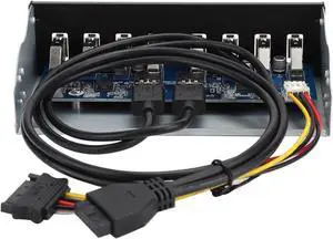 Yctze USB 3.0 Front Panel with 8 Ports Hub and 19PIN Optical Drive Extension Adapter for PC Computer, 5.25 Internal Front USB 3.2 Hub