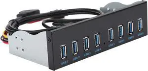 Front Panel USB 3.0 Hub 8 Port, USB3.0 19PIN 5.25" Computer Case Front Bay Compatible with Win/Linux/, Super Speed 5Gbps Transfer