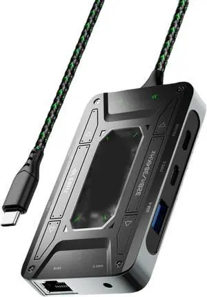 7 Port Expansion Dock 1000Mbps Ethernet PD100W for DS7 Earphones Type C Adapter for Office Study Entertainment Gaming Live Streaming Adapter