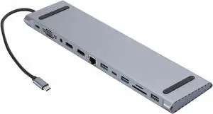 Multiports USB C Docking Station Adapter with Fast Charging RJ45 100/10Mbps Port Card Readers for Laptops