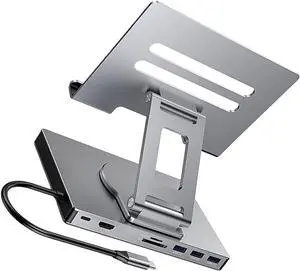 Rotating Type C Dock Stand for Tablets PD100WCharging Gigabit Networking Port 3.5mm Slip Proof Silicone PadCooling Design USB C Adapter with Stand