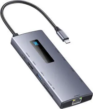 USB C HUB 10 In 1 Aluminum USB C Dock Station 4K@60Hz + USB + RJ45 + SDTF + PD100W Charging 10 Port Adapter