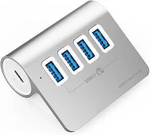 Ozeau Super Speed 10Gbps 4Port USB 3.2 Hubs USB Splitter Aluminum Designs 5V3A Power Supply for Multiple Devices Computers