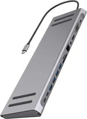 Type C Hubs 14 in 1 USB C Docking Station Adapter with HDMIs VGA Ethernet USB Port for Enhances Productivity Multiports Adapter