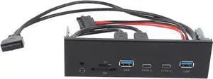 Xiuganpo USB Front Panel Hub, Optical Drive Front Panel 6 Ports 5Gbps Support USB A Type C for PC Computer