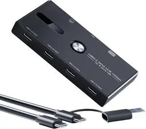 6 Port USB C Adapter Splitter 10Gbps Fast Speed Data Transfer for Laptops and Desktops Printer USB Fan Connection