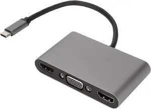 5 in 1 USB C Hub: 4K Support, 3 Monitors Connectivity, 100W Fast Charging, Dual, VGA, USB 3.0
