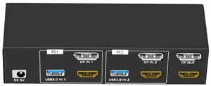 KVM Switcher 8K 60Hz USB KVM Switcher Selectors 2 in 2 Out for PC Share Monitors Keyboard 4 Port USB3.0 Switcher
