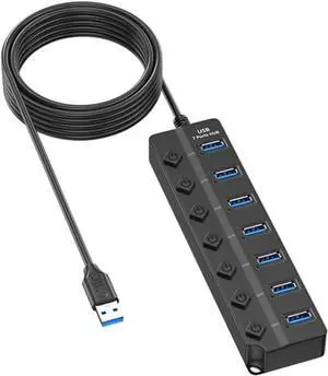 Speed 7/4 Port USB 2.0 Hubs with Dedicated Switches Indicators Lights for Easy Expansion Easy to Use Multiports Adapter