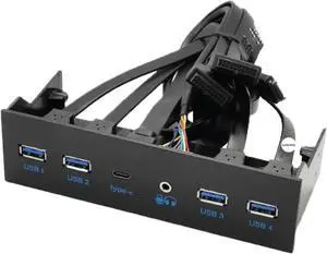 ZHANGLH 5.25Inch Chassis Front Bar Panel USB Hub with 4×USB3.0 Ports + 1×Type/C Port + 1×HD Audio Port 19Pin Extension Front Panel