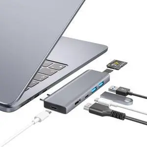 ZanBix USB C Hub,7-in-2 USB-C Adapter for MacBook Pro Air Thunderbolt 4 Dock with 4K HDMI, 100W PD, 40Gbps, USB-C 3.0, 2 USB-A 3.0, SD/TF Card Reader, Compatible with MacBook Pro/Air M1/M2
