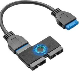 Main Board Connecting line, Compact USB 3.0 19Pin 1 to 2 HUB with Chip Modular Design Motherboard Extension