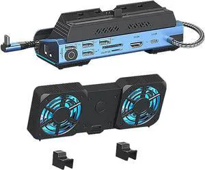 USB Hub Docking Station Type-C Dock for Console 4K@60Hz Card Reader Multi-Port Adapter with Cooling Fan
